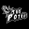 Valkoinen Thö Potküt logo mustalla taustalla